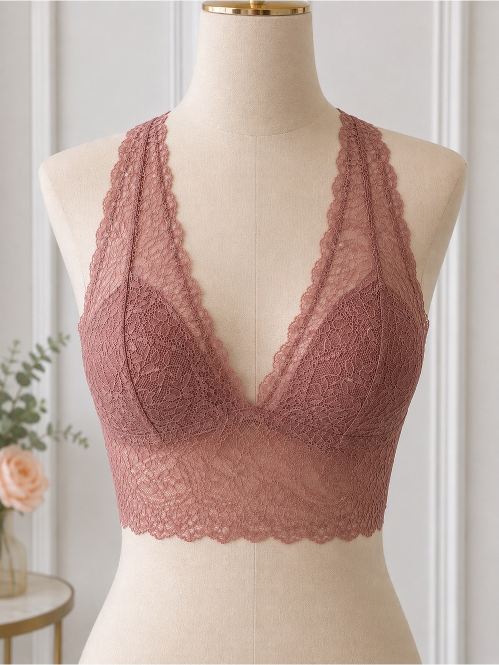 La SENZA Dusty Rose Lace Longline Bralette